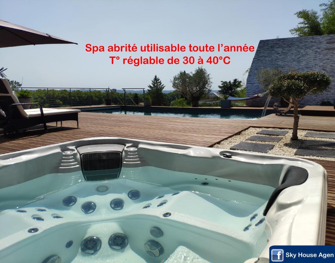 Piscine Chauffee Et Spa Jacuzzi Privatif Terrasse Sans Vis A Vis ,,,Sky House Agen,,, Exterior photo